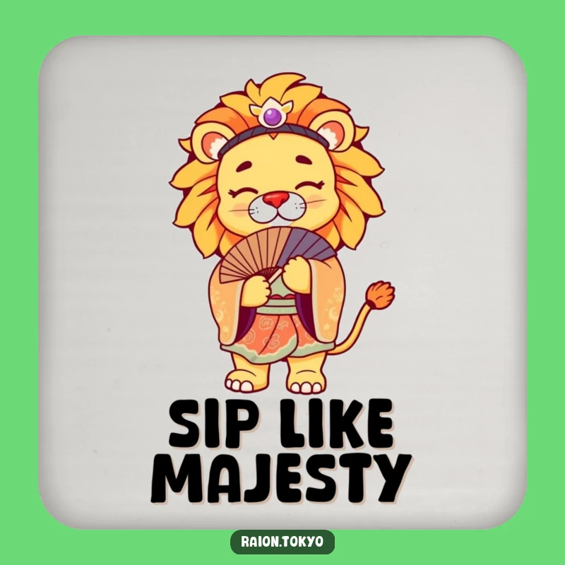 Funny Lion Kimono Drink Coaster: Regal Table Art Gift