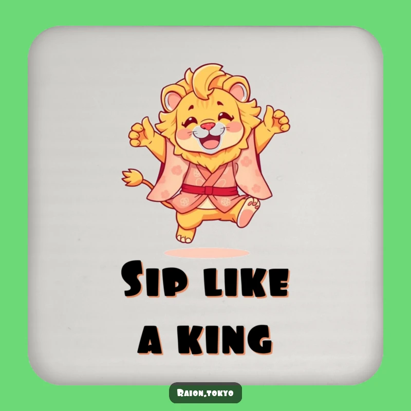 Funny Lion Kimono Leap Coaster - Protect Surfaces with Hilarious Art