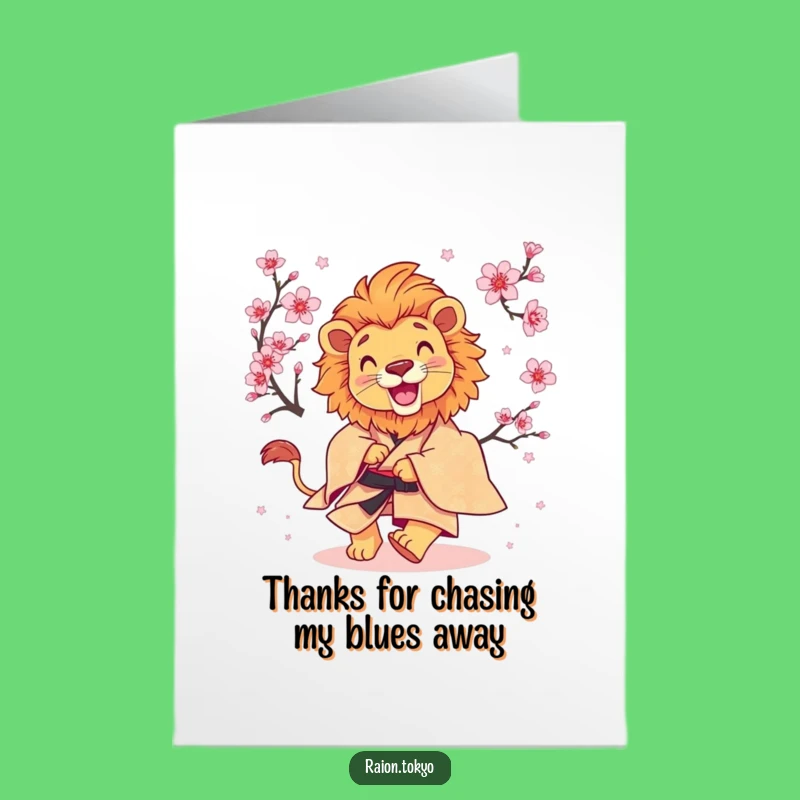 Free Printable Thank You Card: Lion Kimono Blossom Chase, DIY Appreciation